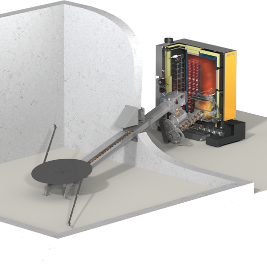 Hackgutkessel mit Austragung