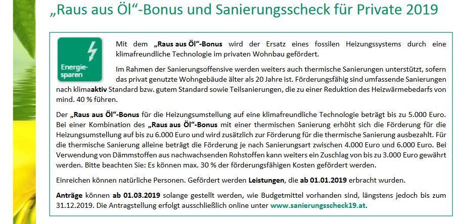 Raus aus dem Öl Förderung Bund